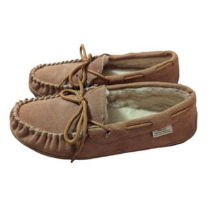 Great Northwest Moccasin Womens 9 Leather Suede Shearling Lined Slipper Mens 7.5
